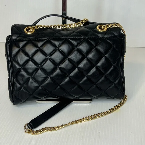 Michael Kors Vivianne Black Quilted Leather on chain Bag
